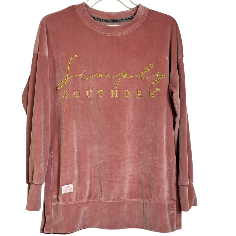 Simply Southern Rust Pink Embroidered Logo Sweatshirt